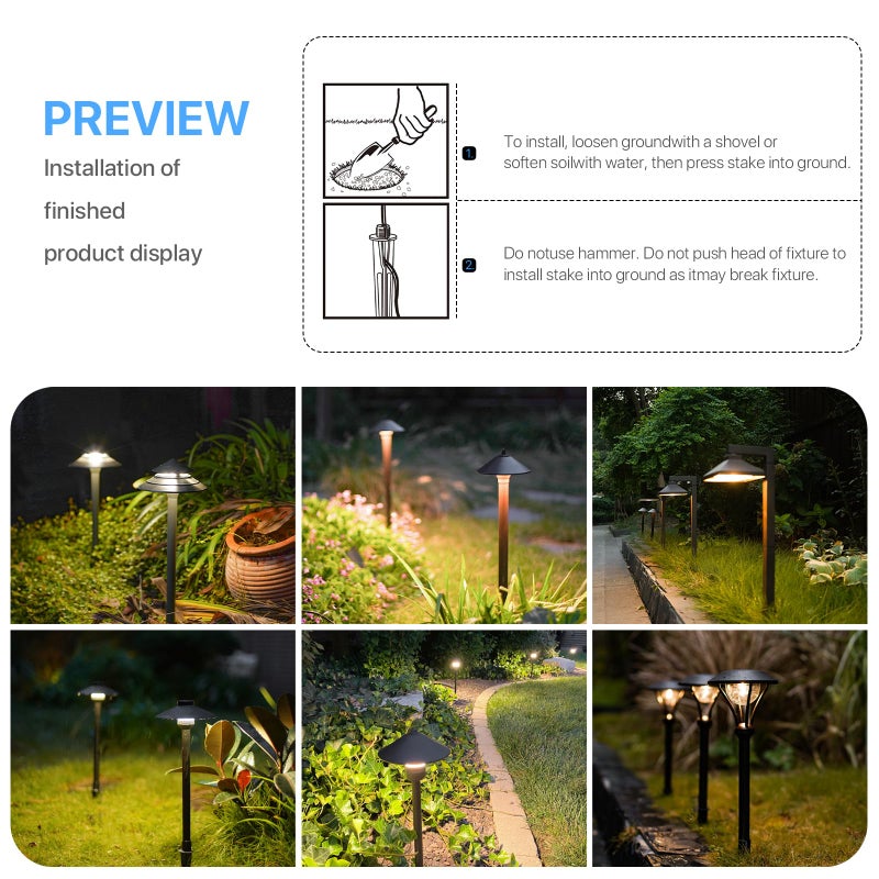 GOODSMANN 2PCS Metal Ground Spike Stake Male Thread Replacement 3/4-14NPSM for Low Voltage Landscape Lights Compatible with GOODSMANN Lights 9920-4820-02 - Image 3